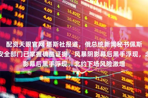 配资天眼官网 塔斯社报道，俄总统新闻秘书佩斯科夫表示，俄方安全部门已掌握确凿证据，风暴阴影幕后黑手浮现，北约下场风险激增
